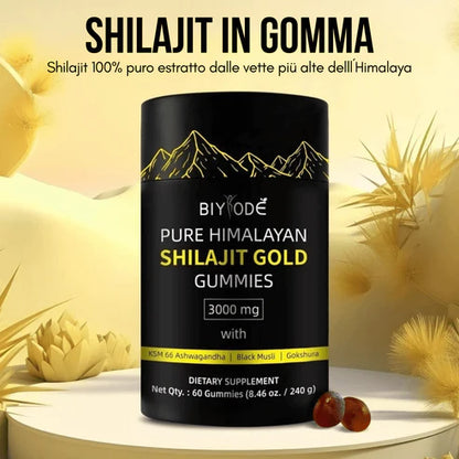 Caramelle Gommose di Shilajit 100% Puro dell'Himalaya (Confezione da 60 Gommose)
