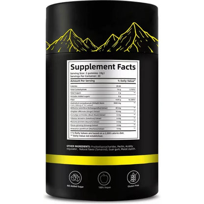 Caramelle Gommose di Shilajit 100% Puro dell'Himalaya (Confezione da 60 Gommose)